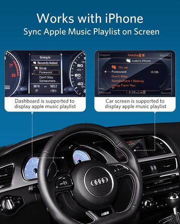 Адаптер Airdual Bluetooth 5.0, сумісний з музичним інтерфейсом Audi MMI 3G, Audi Symphony, Audi Concert, VW MDI, Mercedes Media Interface 2009-2020 рік Audi MMI3G/Audi Symphony Concert/VW