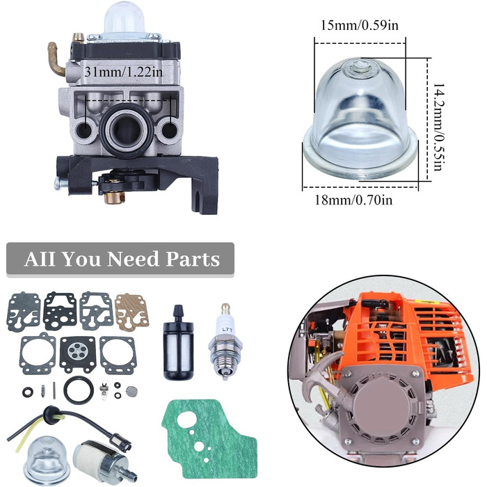 Карбюратор Карбюратор Прокладка карбюратора Комплект діафрагми для Honda GX35 HHT35 HHT35S Двигун Тример Бензокоса Генератор Водяний насос Насос