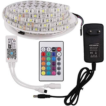 Стрічки, світлодіодні стрічки 5 м RGBWW 5050 300Leds Flex Самоклеюча світлодіодна стрічка Повний комплект, сумісний з Wi-Fi Бездротовий смартфон керований (RGB теплий білий, не водонепроникний IP20) RGBтеплий білий Не водонепроникний IP20