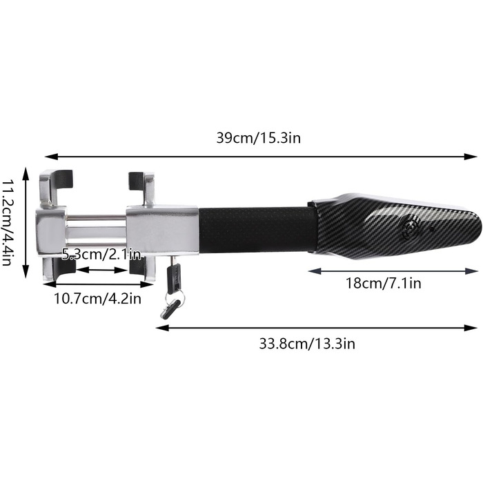 Кіготь керма із засувкою з сигналізацією, важкий протиугінний автомобільний пристрій 130 дБ, блокування керма автомобіля Блокування керма Кіготь керма для автомобіля, висувний, універсальна посадка, чорний