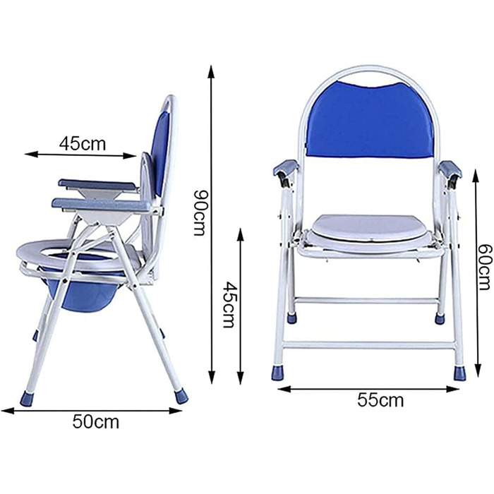 Туалетний стілець UHJKLA для дорослих, портативний туалетний стілець, рухомий туалетний стілець, складний туалетний стілець для дорослих, людей похилого віку та інвалідів, після