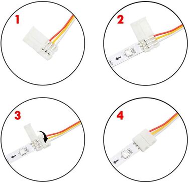Набір роз'ємів для світлодіодних стрічок ENQIMAOYI - включає 3-контактний кутовий світлодіодний роз'єм, бездротовий, безщілинний, Т-подібний роз'єм, перемичку від стрічки до стрічки та перемичку до стрічки до контролера для 10 мм WS2811 WS2812B