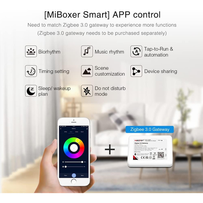 Диммер Milight Miboxer Zigbee3.0, одноколірний контролер світлодіодної стрічки, 12 В/24 В, сумісний із додатком Zigbee Storeo Echo / голосовим керуванням, (FUT106z)