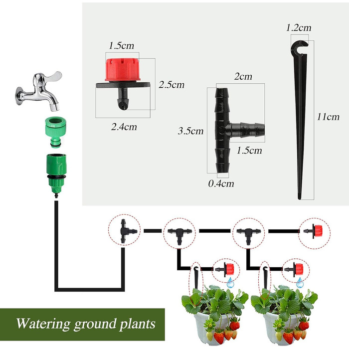 Шт Набір систем зрошення саду Автоматичний крапельний полив Спринклер Мікрокрапельниця Т-подібний з'єднувач Анкер для кріплення садового шланга 300шт, 300