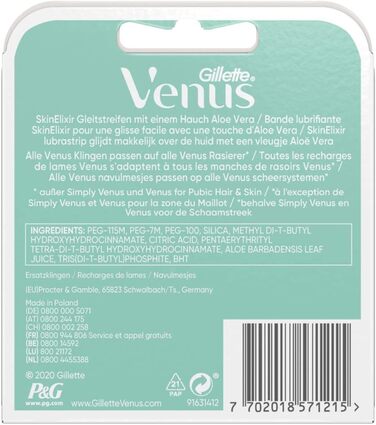 Леза для бритви Gillette Venus Deluxe Smooth Sensitive Women, 8 змінних лез для жіночих бритв з 5-кратним лезом 8 шт. (1 упаковка) Старі