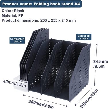 Складний тримач для файлів A4, тримач для магазину з 4 відділеннями, настільний органайзер для організації та зберігання офісу, настільний органайзер для шкільного офісу, темно-сірий (3 відділення, темно-сірий)