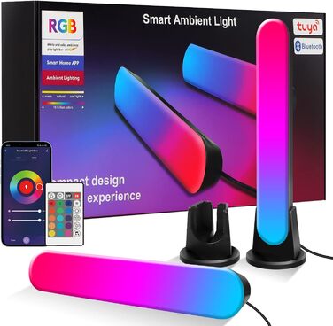 Розумна світлова панель Speclux, Bluetooth Lightbar RGB Ambient Lamp Lamp Лампа LED телевізора з режимами сцен і музики, світлодіодне світло для відтворення телевізора, ПК, телевізора, ігор, вечірки, 2 шт.