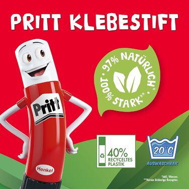 Клей-олівець Pritt, безпечний і зручний для дітей клей для декоративно-прикладного мистецтва, міцний клей для шкільного та офісного приладдя, ручка Pritt 50x43 г