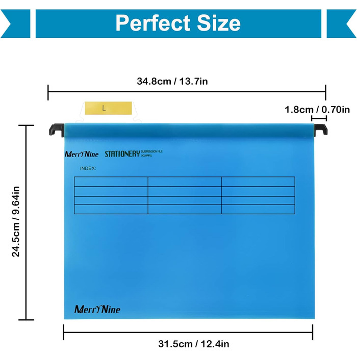 Підвісні папки MerryNine, A4, 5 шт. , поліпропілен, підвісні папки з вкладками та вкладишами для карток, для школи, дому, роботи, офісу, організації (5 кольорів) (30, синій)