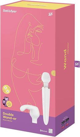 Додаток Satisfyer Double Wand-er Connect, масажер XXL, надзвичайно міцний, керування програмою, водонепроникний (IPX7), безпечний для шкіри силікон