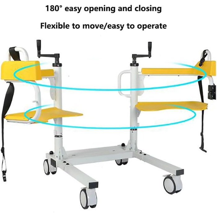 Інвалідне крісло, ролики для людей похилого віку, туалетне крісло мобільне, крісло для душу з колесами, ручний підйом пацієнта, з розділеним сидінням A на 180