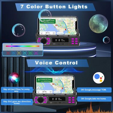 Автомобільна стереосистема 1 Din Bluetooth з кронштейном для мобільного телефону Автомобільна стереосистема з Bluetooth FM-радіо гучного зв'язку/USB/TF/Aux/7 кольорів/APP Місцезнаходження автомобільного MP3-плеєра з пультом дистанційного керування Стерео 