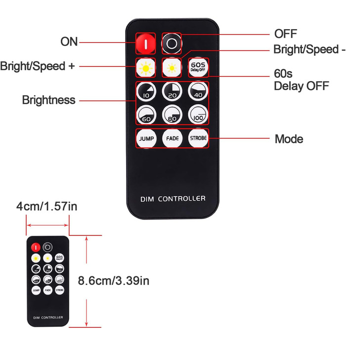 В 12 В 24 В 30 А радіочастотна світлодіодна стрічка Диммер ШІМ-контролер затемнення Бездротове керування або за допомогою кнопки для регулювання яскравості Підходить для світлодіодних стрічок Світлодіодний диммер, 5