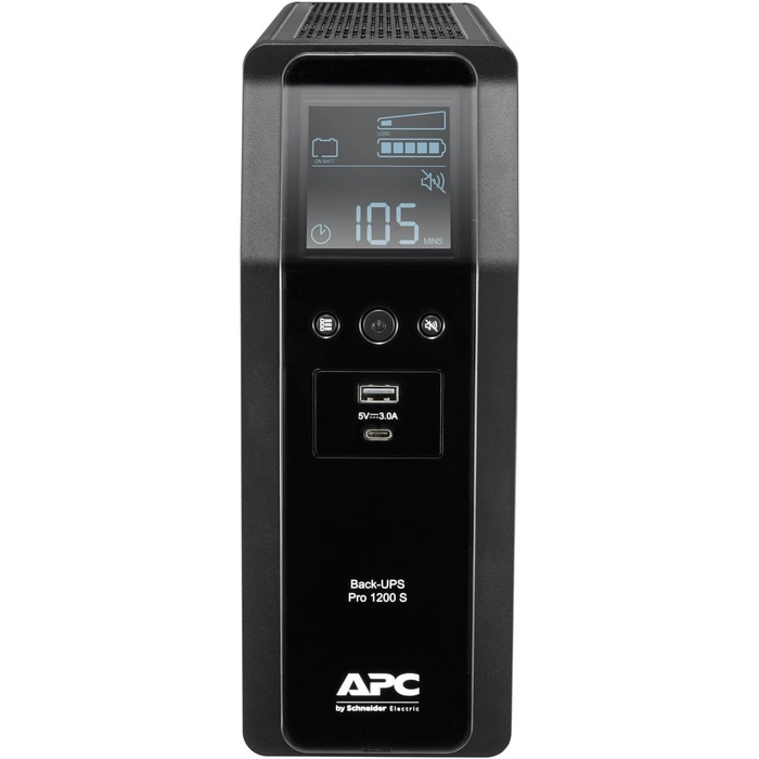 Резервний ДБЖ APC by Schneider Electric PRO UPS 900 ВА потужністю 900 ВА - BR900G-GR - включно зі страхуванням захисту пристрою вартістю 150 000 євро (5 - функція енергозбереження, багатофункціональний дисплей) (живлення 1200 ВА - модель SI, IEC - виходи 