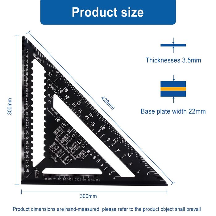 Кутовий набір 5 в 1 транспортир металевий алюмінієвий теслярський кут 45 90 градусів кут маркування інструмент упор кут для столяра покрівельника інженера 30см (чорний) A-mugongchi-heise-30см-3 шт.
