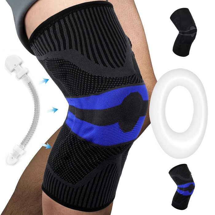 Набір бандажів для колін MIAIUN з 2 шт. , Knee Brace Sport для чоловіків, жінок, нековзний дихаючий бандаж унісекс, для занять спортом на свіжому повітрі або силових вправ (чорнувато-фіолетовий, XL)