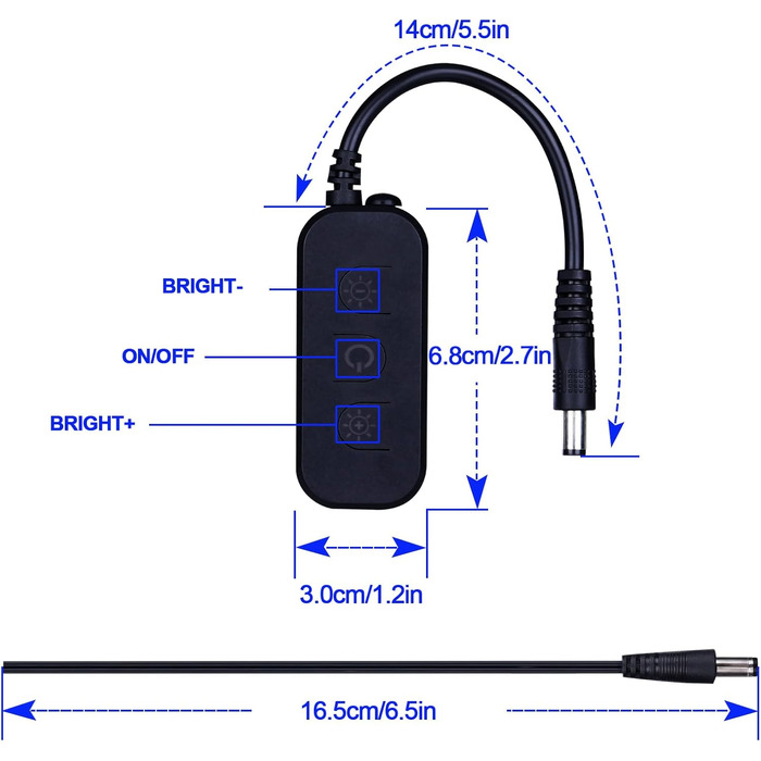 В 12 В 24 В 30 А радіочастотна світлодіодна стрічка Диммер ШІМ-контролер затемнення Бездротове керування або за допомогою кнопки для регулювання яскравості Підходить для світлодіодних стрічок (міні-світлодіодний диммер), 5