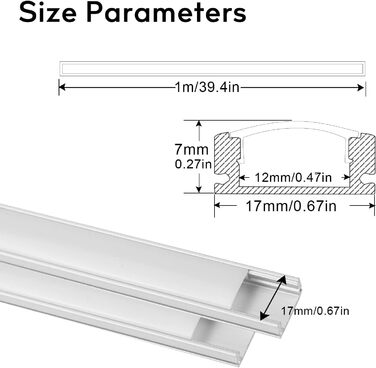 Світлодіодний алюмінієвий профіль SENXINGYAN 1 м, 12 упаковок V-подібного світлодіодного профілю/світлодіодних каналів із молочно-білою кришкою, світлодіодні дифузори з торцевими кришками, монтажними затискачами та кутовими з'єднувачами (молочно-U-подібна