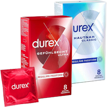 Пробний набір Durex з презервативами Gefhlsecht Ultra 8 предметів і презервативами крупним планом 8 предметів