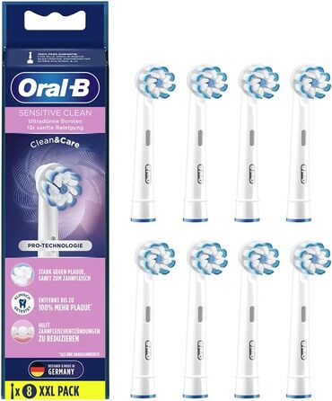 Щітки Oral-B Sensitive Clean для електричної зубної щітки, 8 шт. , дбайливе чищення зубів, ультратонка щетина, насадка для зубних щіток Oral-B