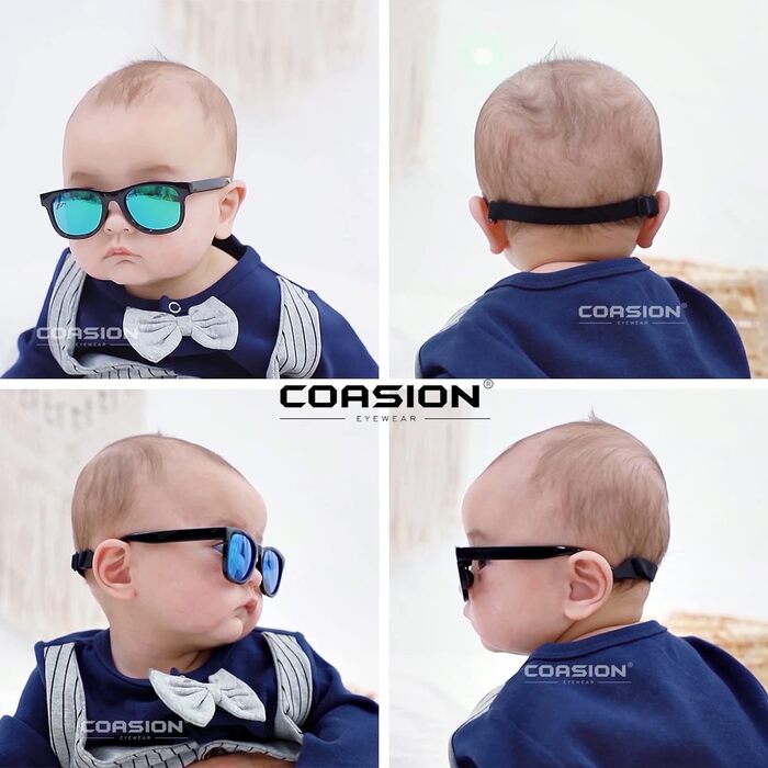 Поляризовані дитячі сонцезахисні окуляри COASION Kids UV400 Захисна силіконова оправа з сонцезахисними окулярами для дитини 0-24 місяців C8* Рожево-зелене/блакитне дзеркало рожеве/рожеве 39 мм