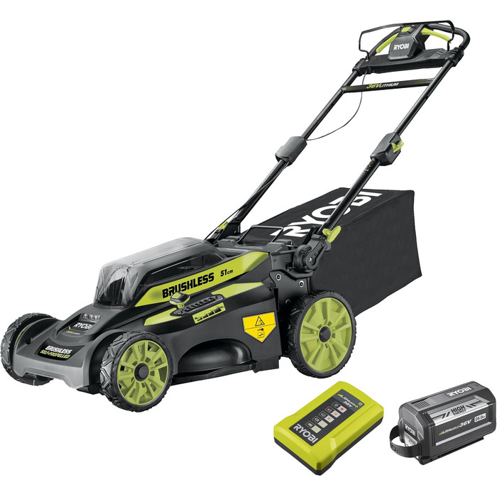 Акумуляторна газонокосарка Ryobi RY36LMX51A-160 36 В з акумулятором та зарядним пристроєм ширина зрізу 51 см