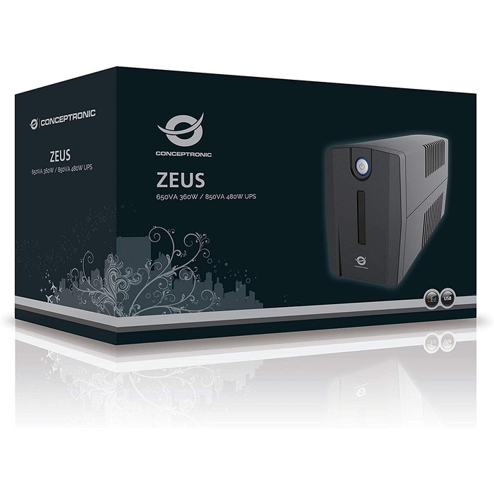 ДБЖ Conceptronic ZEUS04EM 2200 ВА 1320 Вт (850 ВА / 480 Вт, 4 роз'єми IEC)