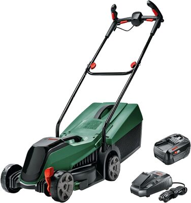 Акумуляторна газонокосарка Bosch для дому та саду Bosch CityMower 18V-32-300 (система 18 вольт, система P4A, акумулятор 4,0 Ач, безщітковий двигун, ширина скошування 32 см, газони до 300 м, в коробці) з акумулятором 4,0 Ач і зарядним пристроєм CityMower18