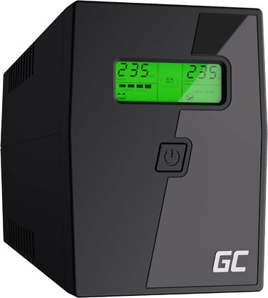 Джерело безперебійного живлення ДБЖ Green Cell UPS 600 ВА 360 Вт зі спеціальним застосуванням GC Захист від перенапруги 230 В Лінійно-інтерактивне керування напругою Система ДБЖ AVR USB/RJ11 2 шт. РК-дисплей Schuko (800 ВА (480 Вт), вежа)