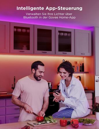 Світлодіодна стрічка Govee Bluetooth RGB світлодіодна стрічка з керуванням програмою, зміна кольору, синхронізація музики, 64 сюжетний режим, струнні світильники для спальні, вітальні, дому, бару, вечірки, вечірки (40M)