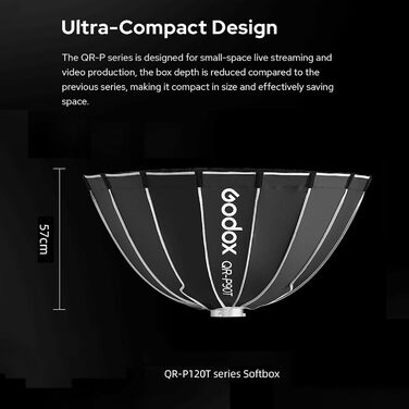 См/47,2 дюйма з параболічною глибиною софтбокс, швидкий скидання, складаний софтбокс зі стандартним кронштейном Bowens і розсіювачами для спалаху Speedlite Безперервна світлова фотографія Портрет, 120T 120