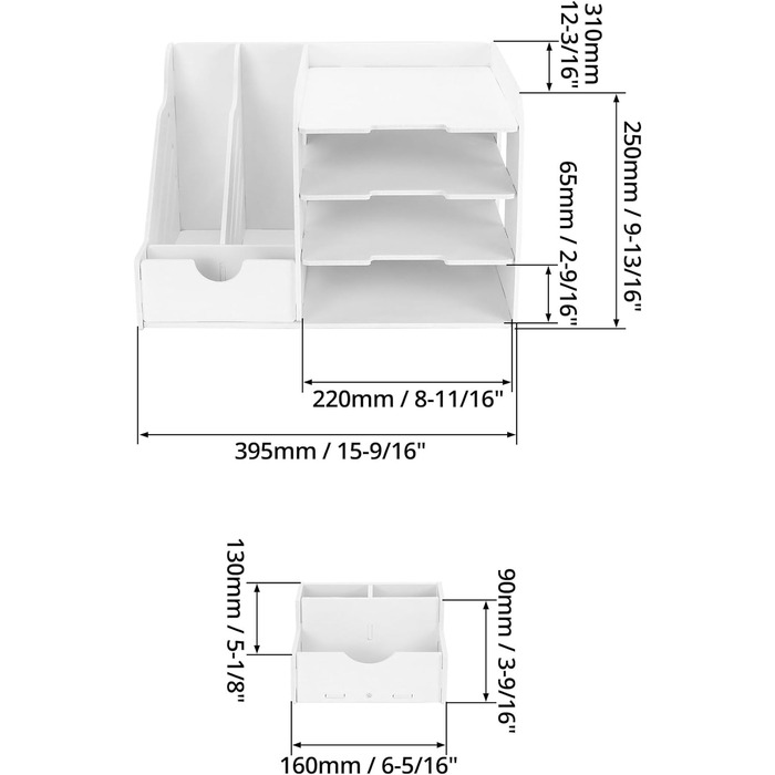 Настільний органайзер QWORK, органайзер для лотка для листів, лоток для документів A4, для дому, офісу, школи, 4 рівні