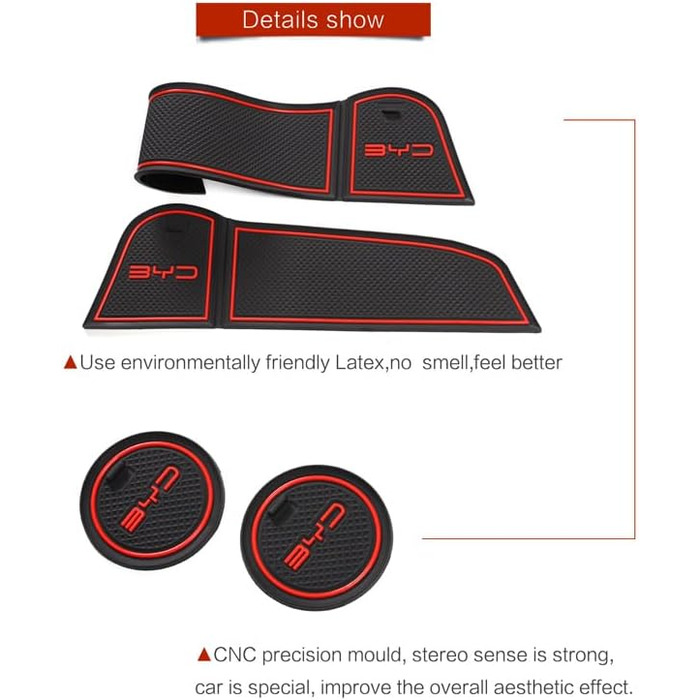 Автомобільні аксесуари для BYD Seal Cat Mats Premium Groove Mats Liner - підстаканник, центральна консоль, вставки в дверні кишені, салон автомобіля, нековзний, гумовий килимок проти пилу, Noctilucent BYD Seal Noctilucent