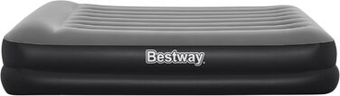 Надувне ліжко Bestway Tritech Bicolour Black/Grey Double Plus Flocked, 203X152X46 см, вбудований електричний насос і сумка