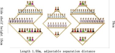 Тримач для алмазного лаку для нігтів ZBJDX, настінна полиця для вітрини, полігональний органайзер для лаку для нігтів, багатофункціональна вітрина для лаку для нігтів, підходить для салону, дому тощо, золото