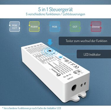 Контролер GLEDOPTO ZigBee для світлодіодної стрічки RGBCCT WRGBWW для 12 В або 24 В протестовано з Philips Hue*, Alexa Echo Plus, Homee (серія 5в1 Pro)