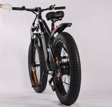 Чоловічий 26-дюймовий гірський велосипед VARUN E Bike, 4.0 Fat Tire E-Mountainbike з акумулятором 48V16Ah/13Ah, двигуном 80NM 250W, 5 режимів їзди, алюмінієвий електричний велосипед e-fatbike, сертифікат StVZO, пробіг 100-120KM Black and Blue M26-2 PRO 48