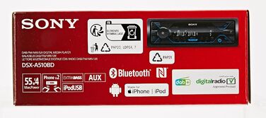 Автомобільна стереосистема Sony DSX-A510KIT DAB з антеною, подвійним роз'ємом Bluetooth, NFC, USB та AUX синє освітлення Гучний зв'язок, чорне радіо DAB з Bluetooth