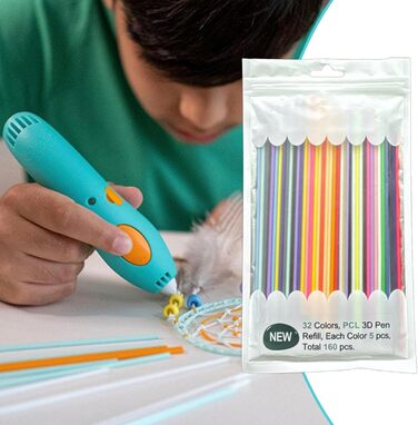 Нитка 3D пера 160 шт. 32 кольори 3D Doodler Pen Refill Packs Аксесуари для гнучкого 3D-ручка 2,5 мм Pcl Filament For 3D Pen Filapen Насадки для 3D ручок для дитячих робіт