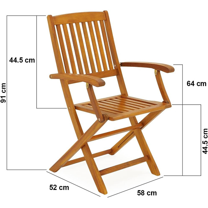 Садові стільці Casaria Набір з 6 Acacia Boston Складний 160 кг вантажопідйомність Стійкий до погодних умов садовий балконний стілець Складаний стілець Садове крісло Розкладне крісло Висока спинка 6 садових стільців