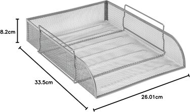 Сітчастий лоток для листів Osco Стійкий до подряпин Стекова вставка Передня частина Портрет Folio Формат Срібло
