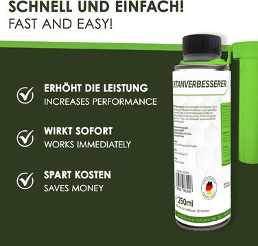 Потужний підсилювач октанового числа 250 мл Система підвищення паливної ефективності Cleaner Присадка для поліпшеного згоряння бензину Очищувач двигуна для всіх бензинових двигунів 6 x 250мл