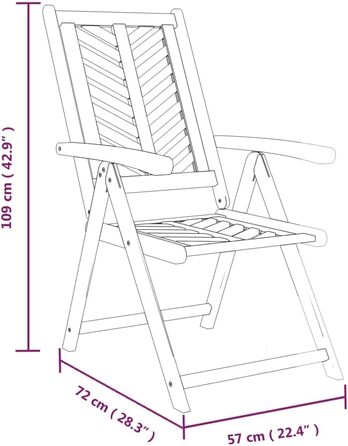 Садові стільці 3 шт., Садове крісло з регулюванням високої спинки, Стілець розкладний для садового патіо, Крісло для патіо Herringbone Design, Масив дерева Акація 47x40 см 3