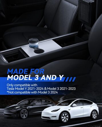 Аксесуари LANTU 4 шт. для Tesla Model Y 2021-2024 та Model 3 2021-2023, органайзер для центральної консолі, ящик для зберігання підлокітника, прихований ящик для зберігання та тримач чашки Аксесуари Tesla 4 шт. Аксесуари