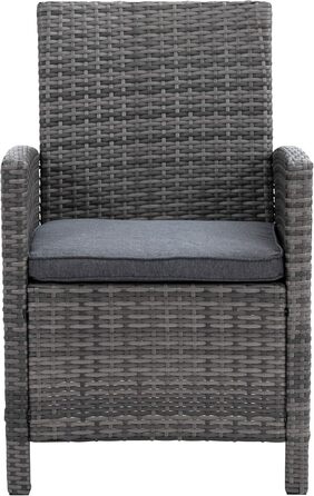 Крісло greemotion Poly Rattan Ticino, Садове крісло з подушками, 65 x 90 x 59 см, Сірий