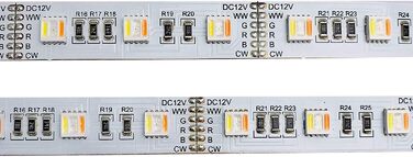 Теплий білий та холодний білий 5 в 1 світлодіодна стрічка Strefen IP20, 12 В, 24 Вт/м 60 LED/m, 5050SMD CRI90, друкована плата 14 мм, 5 метрів 12 В/5 м