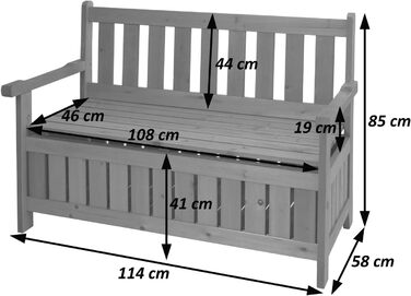 Садова лавка Mendler HWC-L68 з місцем для зберігання, відсік для зберігання Chest Bench, вулична ялина MVG 114см, коричнева