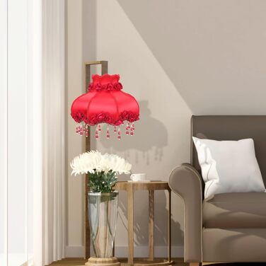 Абажур Housoutil з європейської вінтажної тканини Художній абажур Pearl Lampshade з купольним абажуром Tassel Shell для вітальні Спальні Random Style