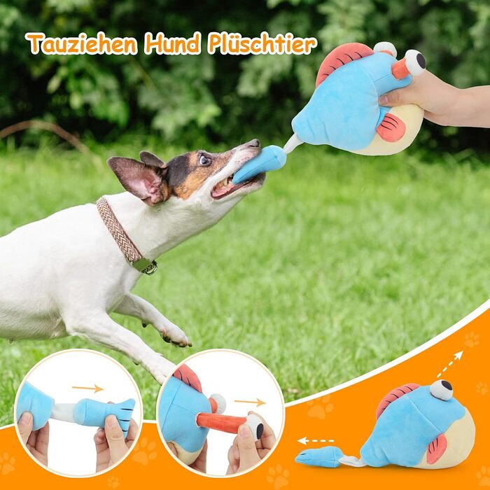 Та Clown Fish Toys, Squeaky Interactive Durable Puffed Dog Chew Плюшеві іграшки для собак для цуценят Дресирування маленьких і великих собак і зменшення нудьги