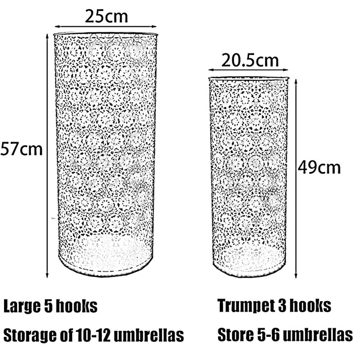 Підставка для парасольок TEmkin, підставка для парасольок Залізний будинок Готель Відро для парасольок з гачком Може зберігати 10 12 парасольок 20,5 * 49 см Feito NA China (20,5 * 49 см) 20,5 * 49 см
